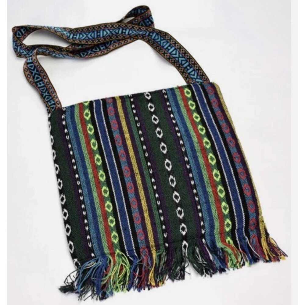 Boho Ethnic Embroidered Crossbody Bag Festival Hippie Purse Fringe Strap Tribal - Picture 4 of 8